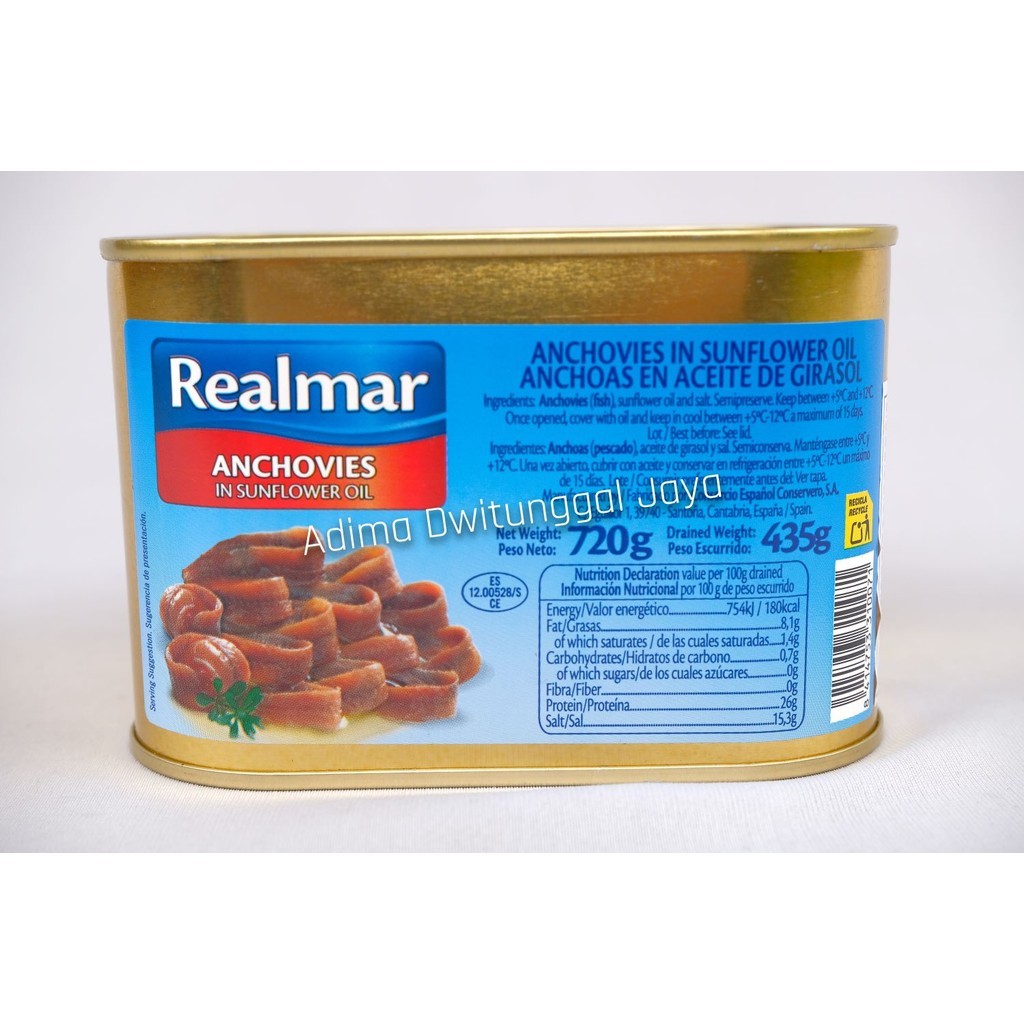Realmar Anchovies in Sunflower Oil 720gr