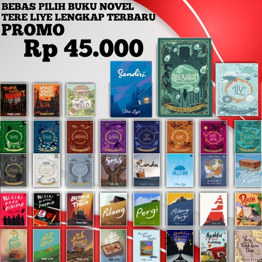 Buku Novel Tere Liye Series Paket Serial Bumi ILY Aldebaran Tanah Para Bandit Bandit Berkelas Hello 