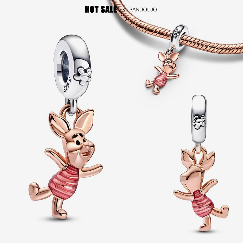 Disney Winnie the Pooh Piglet Dangle Charm Beads Fits Pandora Bracelet For Women 925 Silver Pendant 