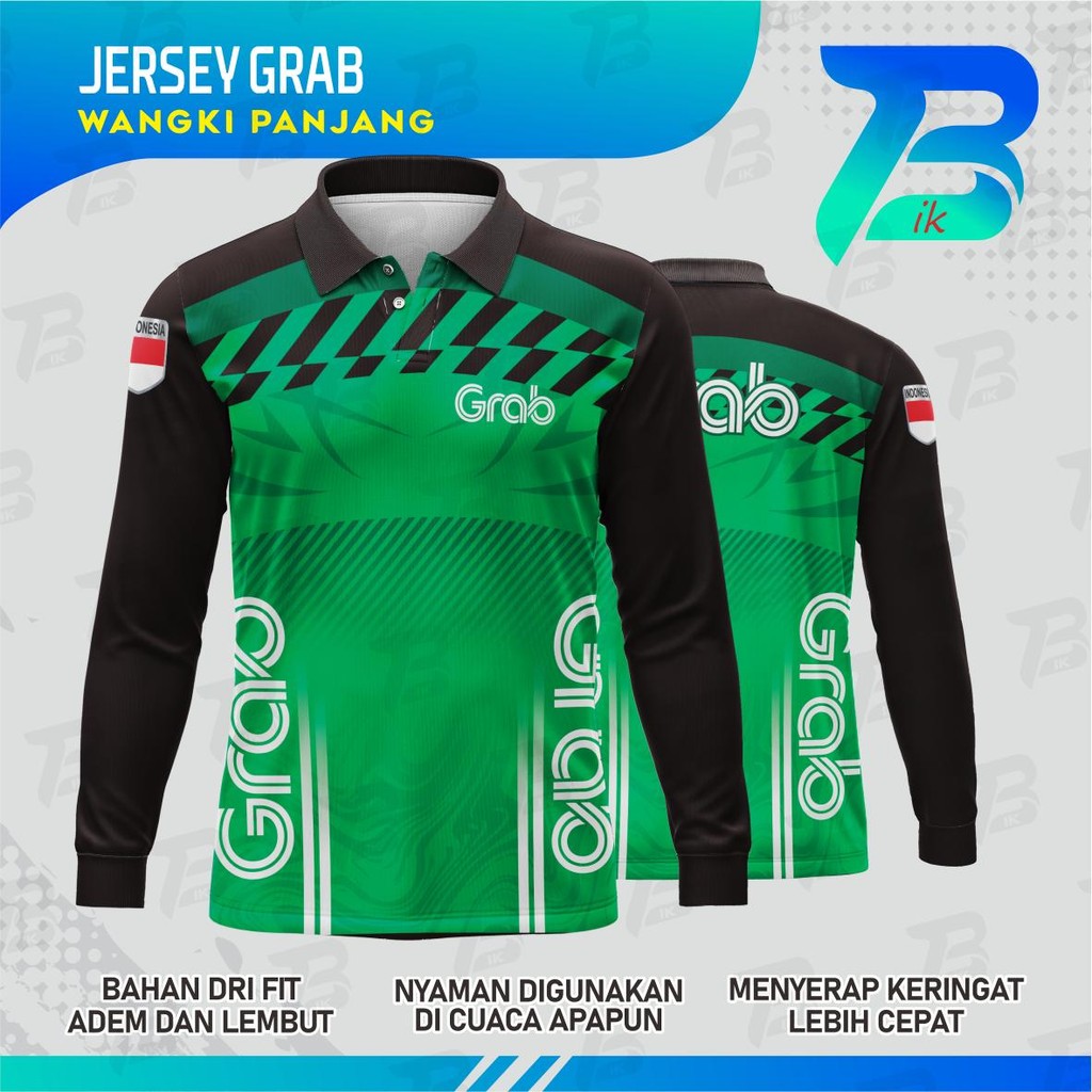 JERSEY WANGKI GRAB LENGAN PANJANG/KAOS KERAH GRAB FULLPRINTING/JERSEY POLO GRAB