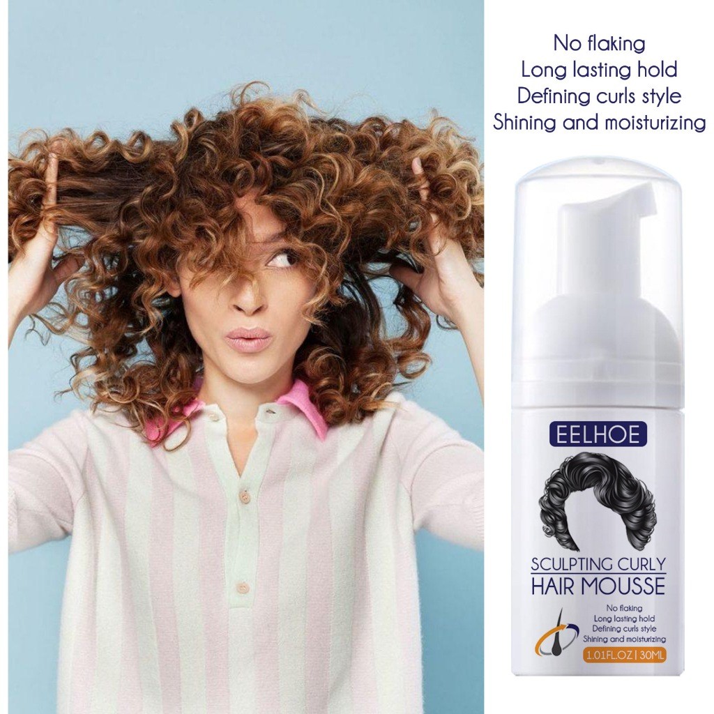 EELHOE Hair Mousse Curly Gel rambut keriting curl cream rambut keriting krim pengeriting krim keriti