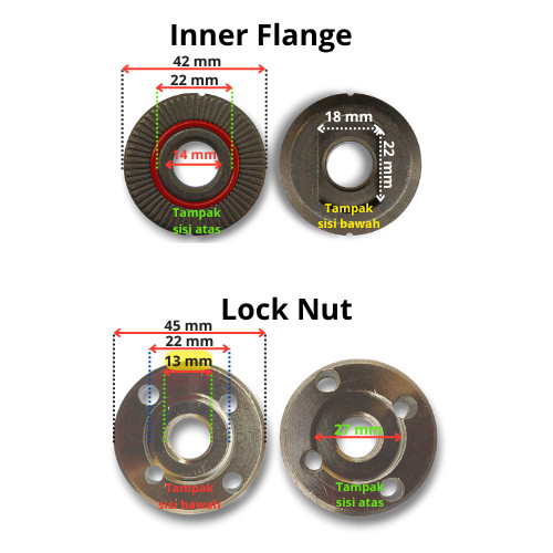 Flange Pengunci Mata Gerinda GA7020 Gerinda 7 Inch