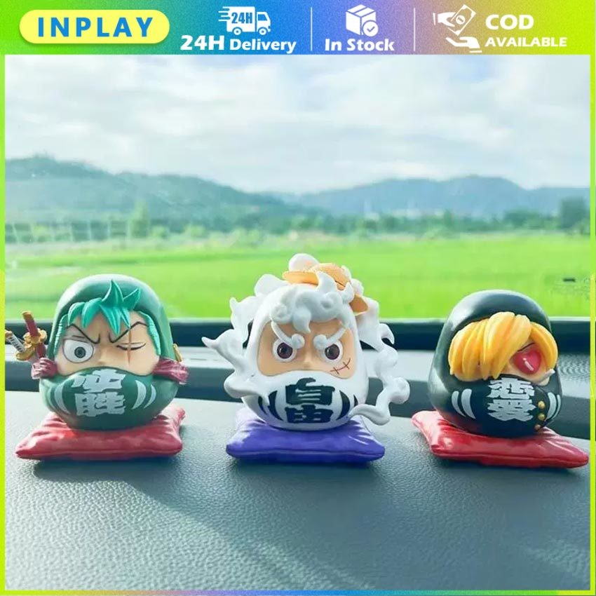 Action Figure Luffy Zoro Sanji / Patung Anime One Piece Daruma / Pajangan Meja Kolektor & Hadiah Cos