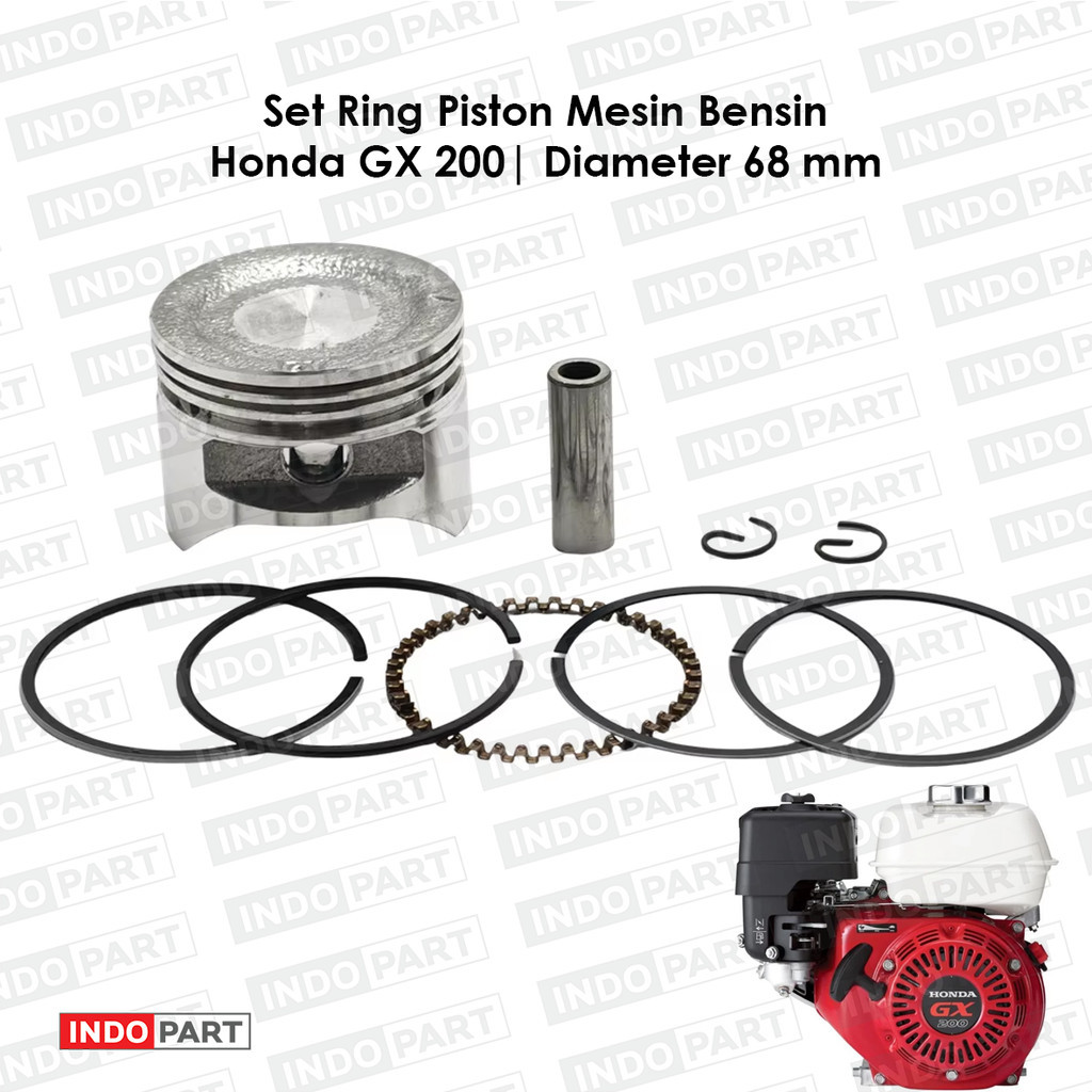 Piston Kit GX 200 | Piston + Ring + Clip + Pin | Set Lengkap Mesin Penggerak Honda GX200