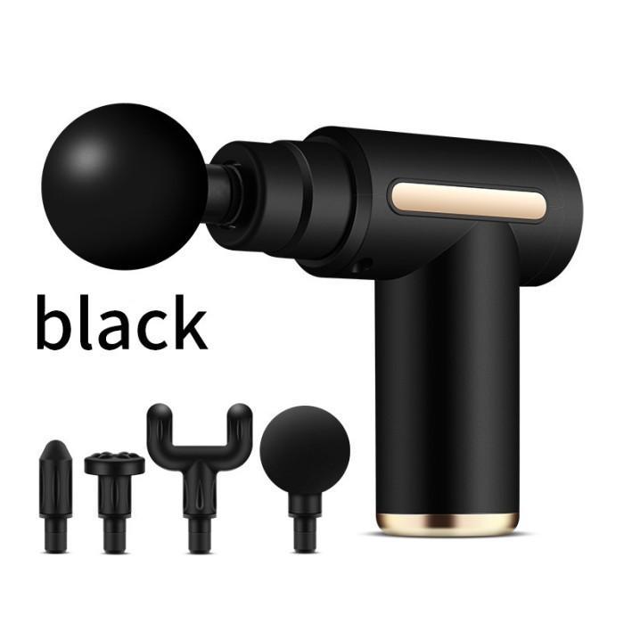 Massage Fascia Gun Neck Massager Muscle Massager Gun Pistol Pijat Otot - Black (4 heads)