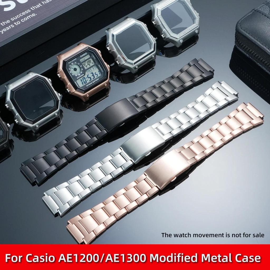 AE1200 Watch Mod Kit For Casio AE-1200WHD AE-1300 Mofied Stainless Steel Watch Case Bracelet AE1300 