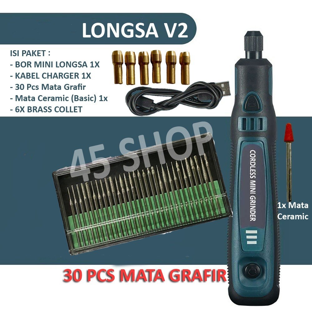 Terbaru Bor Mini Grinder Set Cordless 3.6V Drill Tuner 95 Aksesoris 3 Kecepatan Mesin Portable Poles