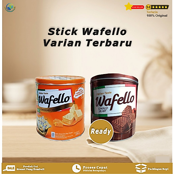 Wafello Kaleng Choco & Cheddar Chesse 1 dus isi 6 Lapis Krim Wafello