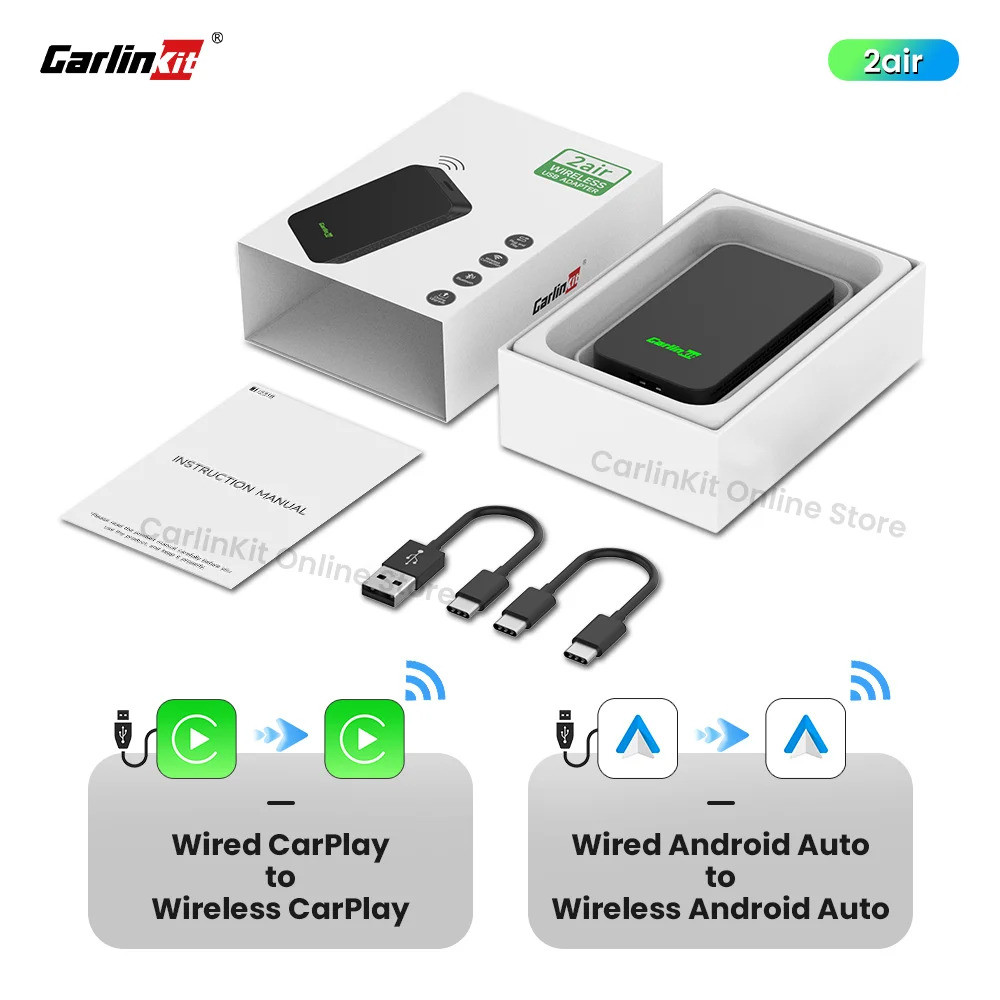 Carlinkit 5.0 2air Adaptor CarPlay Android Auto Berkabel ke Nirkabel untuk Carplay Android Auto BLE 