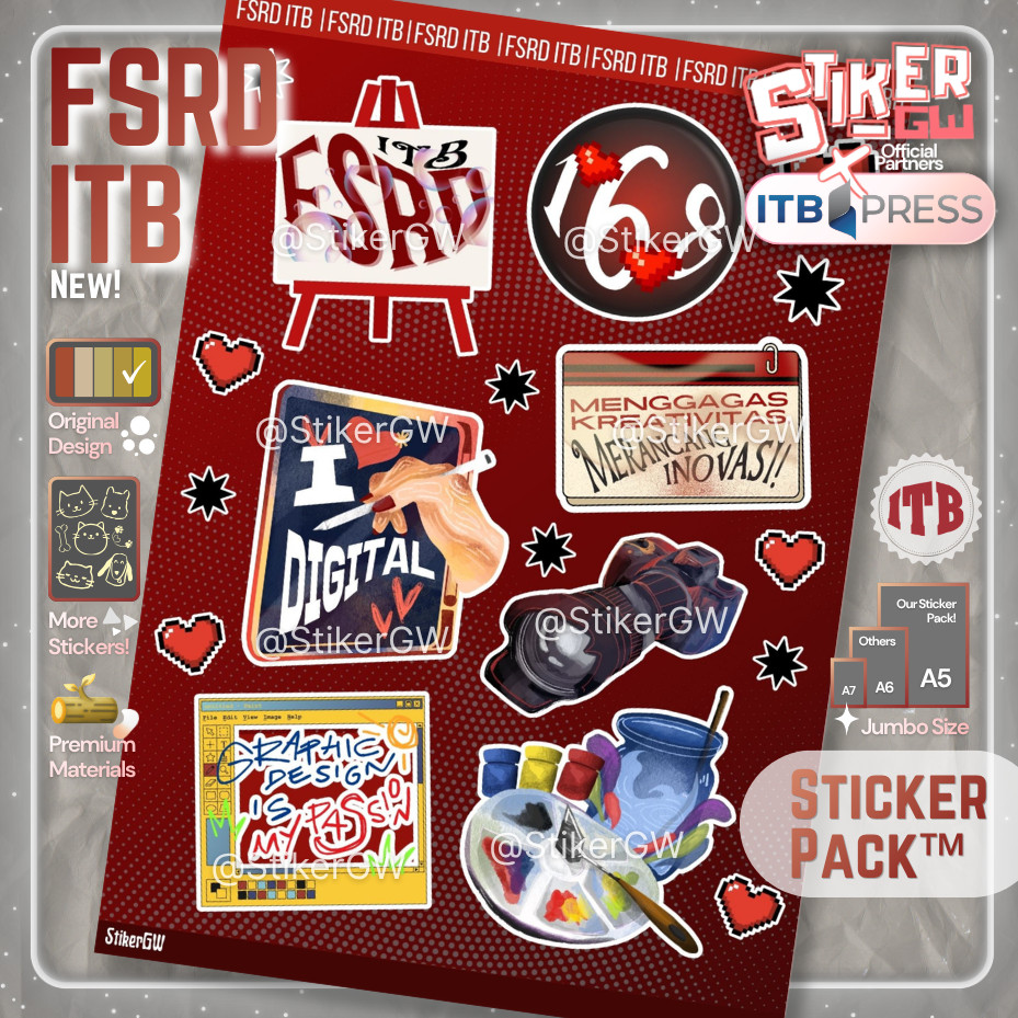 [BERIZIN RESMI]  Sticker Pack FSRD ITB | STIKER FAKULTAS SENI RUPA DAN DESAIN INSTITUT TEKNOLOGI BAN