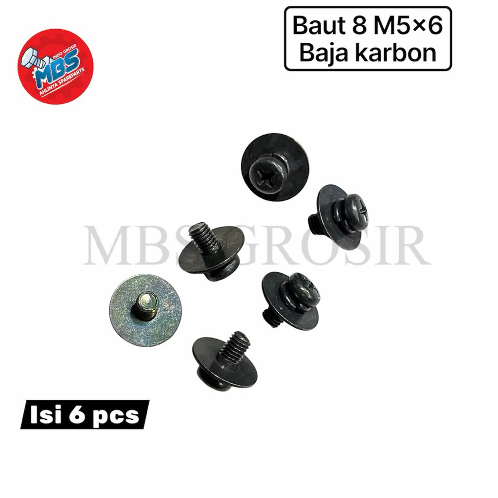 mbsBaut 8 M5X8MM BAUT 8 pendek anti copot dabel ring baut karbulator emblem motor mobil originalgros