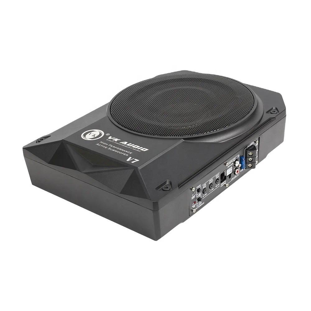 VK Powerful 10-Inch Deep Bass Underseat Subwoofer for Car Audio Slim Active Speaker 12V DC Paper Con