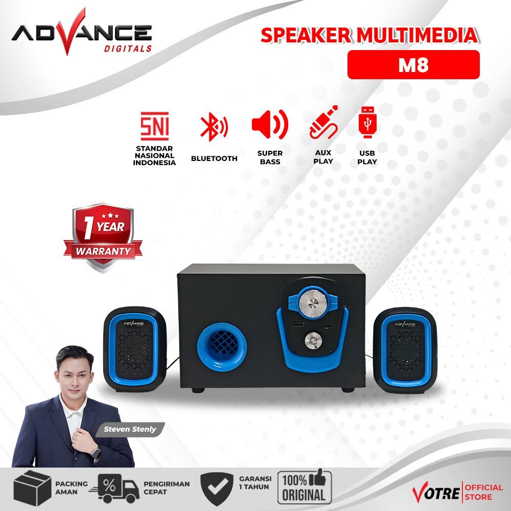 Advance Speaker Bluetooth M8 Bass Subwoofer Speaker Aktif HP Laptop PC Computer Speaker