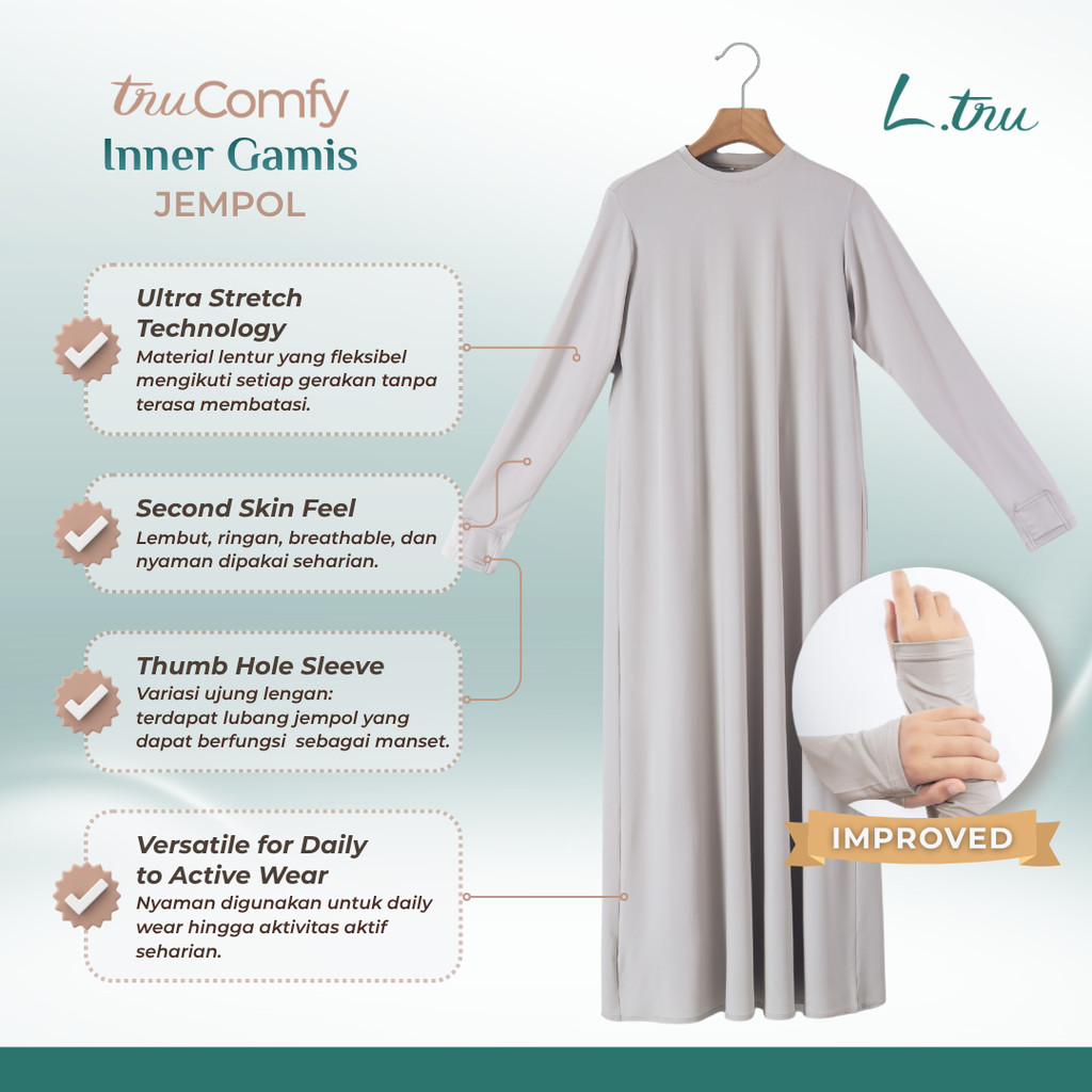 L.tru - Manset Gamis Adem | Manset gamis lengan Jempol | truComfy inner gamis Jempol