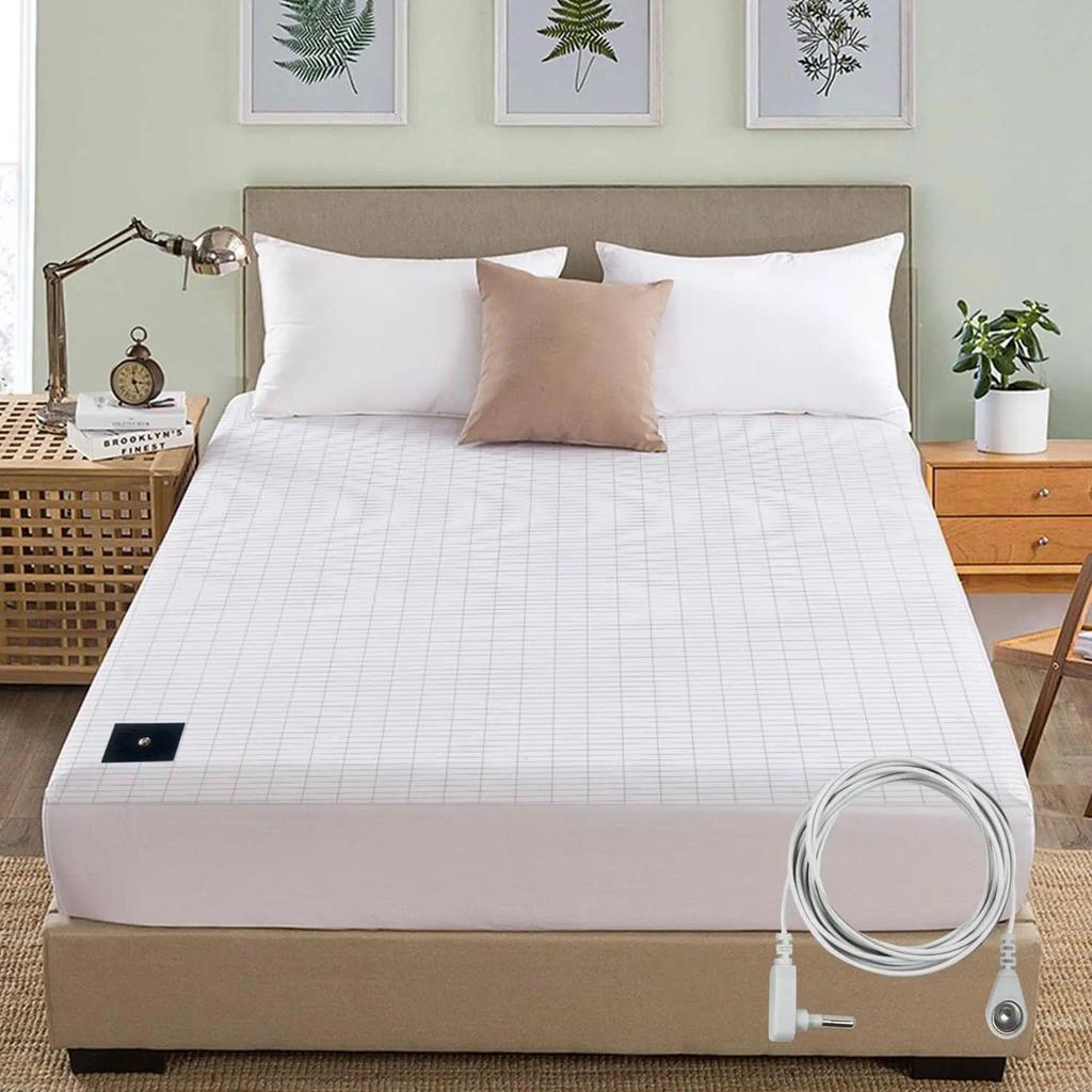 MAXSHARER Earthing fitted sheet Organic cotton with Conductive silver fiber Grounng bed sheet Fitted