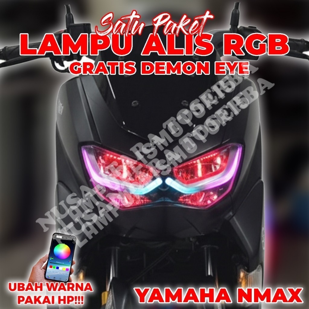 Lampu Alis Running RGB Nmax New Gratis Devil eye Motor Bonus Devil Eye
