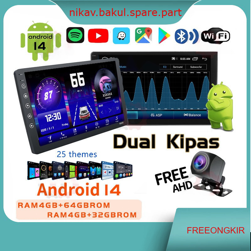 Dual Kipas 8g+128g Ips Screen Head Unit 7/9/10 Inch Car Android 14 Navigasi Untuk Toyota Daihatsu Mi