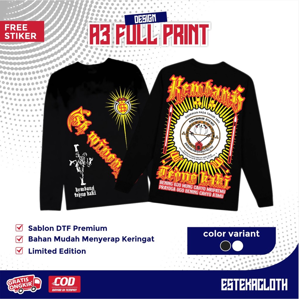 KAOS LENGAN PANJANG PSHW KEMBANG TEPUS KAKI BENING OJO MUNG CAHYO - T-SHIRT LONGSLEEVE PSHW - KAOS L