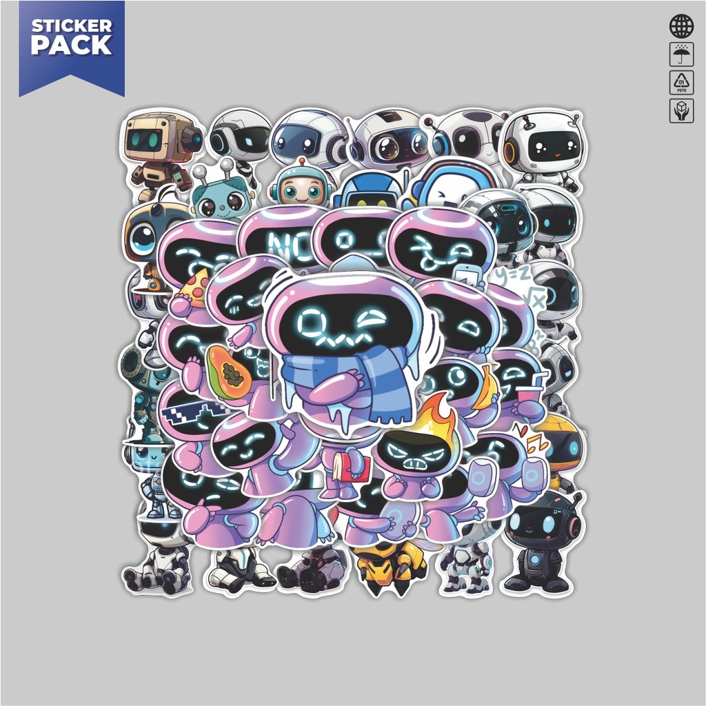 

[100PCS]Stiker Pack Stiker Robbie The Robot Aesthetic Vinyl Anti Air Dekorasi Sticker Laptop Buku Journal Koper Helm Casing HP Gitar Helm Skateboard
