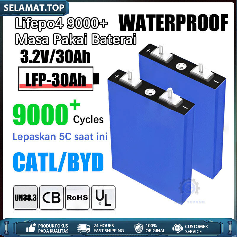 【9000+Cycle】UPS WATERPROOF BMS lifepo4 Baterai12V【30Ah/120ah CATL/BYD Baru Lifepo4 Baterai】3.2V 30Ah