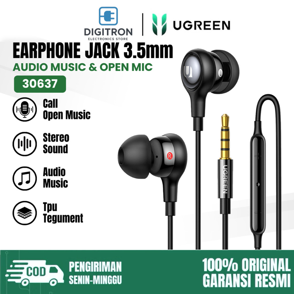 UGREEN Earphone Handsfree For iPhone Android Jack 3.5mm Original