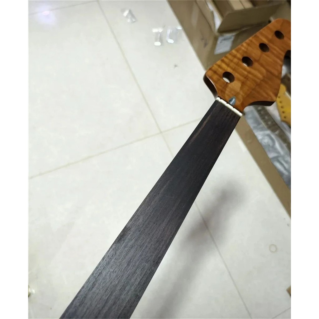 20fret Fretless Jazz BASS guitar neck Stainless steel Roasted flame maple 34inch rosewood