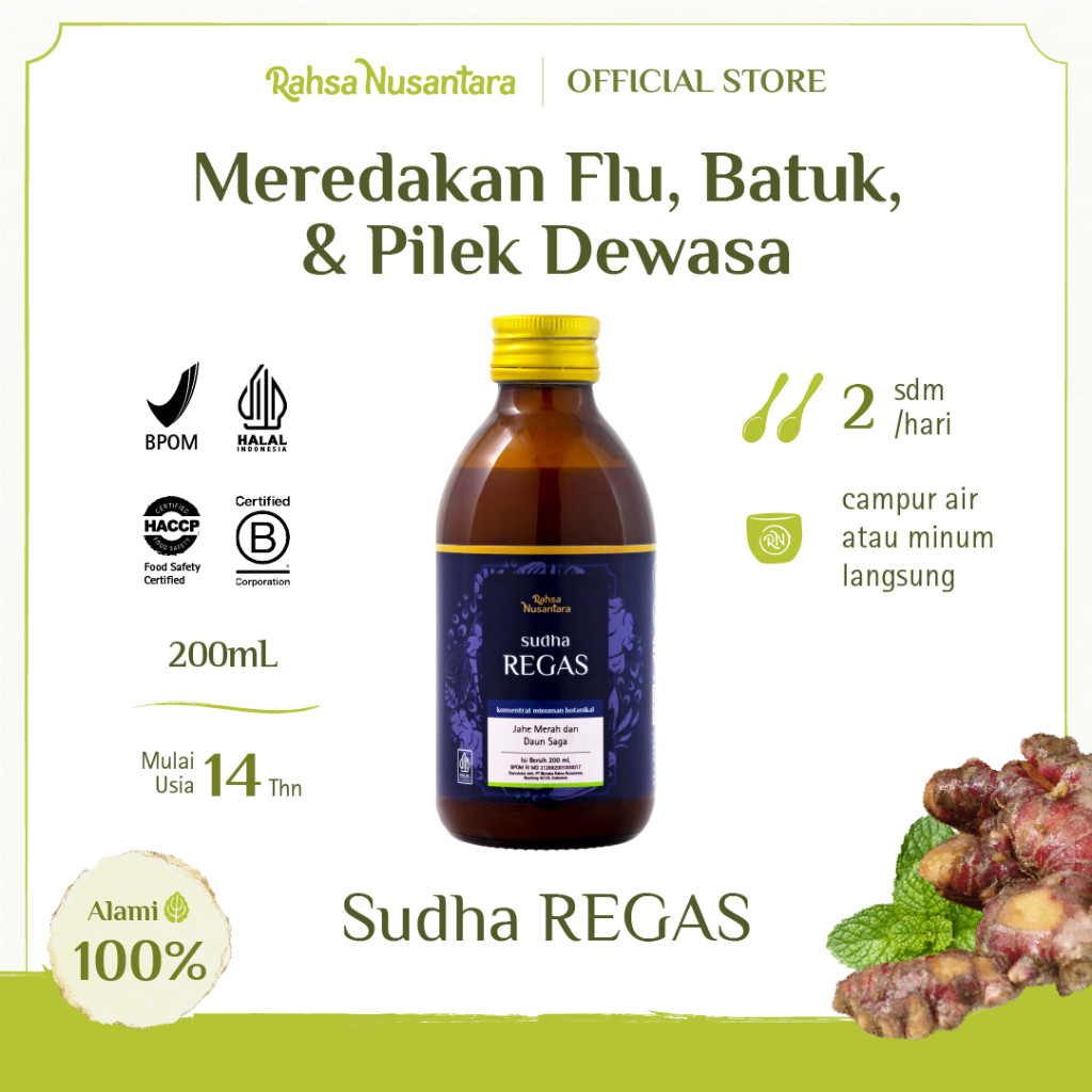 

JAMIN MURAH !!!Sudha REGAS 200mL | BPOM - Ramuan Herbal Melegakan Tenggorokan, Membantu Meredakan Flu, Batuk, dan Pilek | By Rahsa Nusantara(BISA LANGSUNG ORDER)