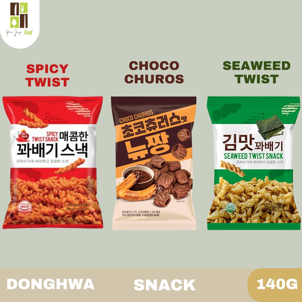 

Donghwa Snack 140g / 110g / Seaweed Twist / Spicy Twist / Choco Churos / Cemilan / Snack Import Korea