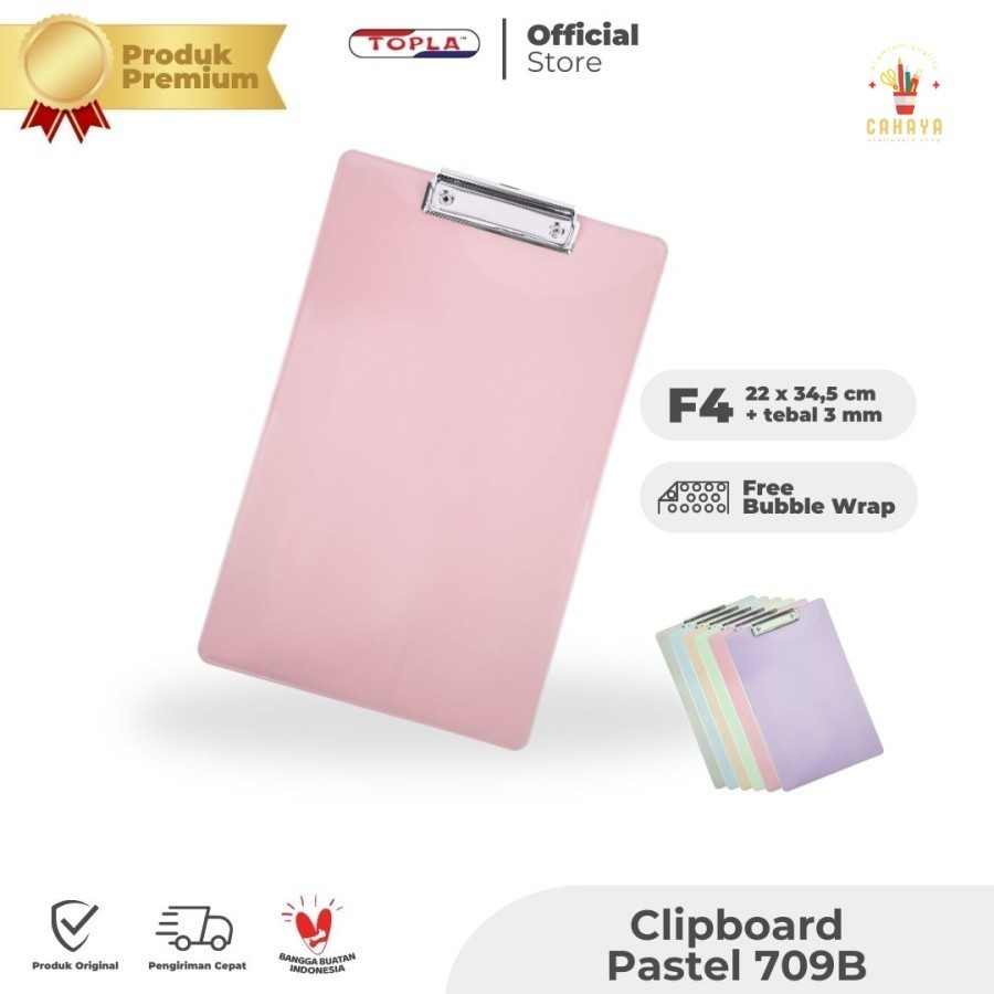 

Cahaya Stationary Clip Board 707 A5 Topla - Papan Tulis Berjalan Ukuran A5 / F4 - Warna Pastel