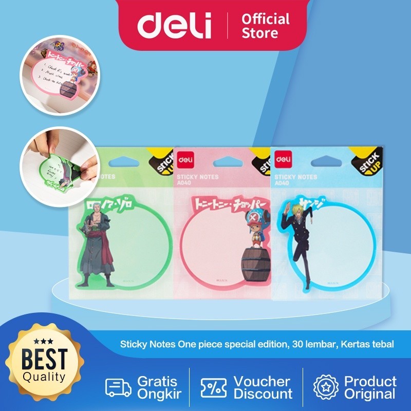 

Deli One Piece Sticky Notes / Memo Pad One Piece 30 Lembar Kertas Tebal EA040