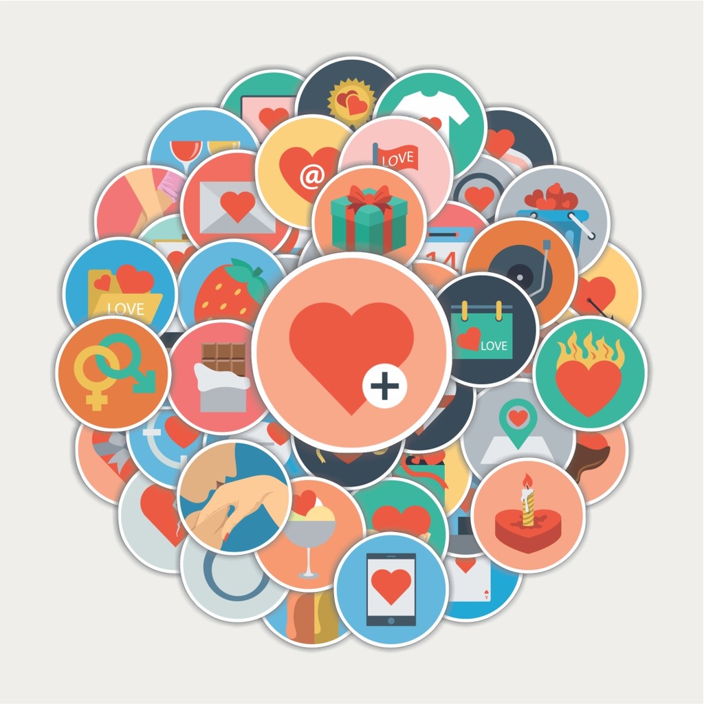 

Sticker Pack Stiker Ikon Datar Love Romance | Sticker TUMBLR | Stiker LAPTOP KOPER HELMP