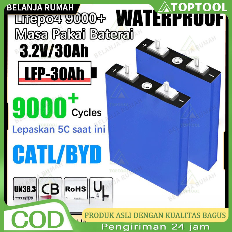 【9000+Cycle】UPS WATERPROOF BMS lifepo4 Baterai12V【30Ah/120ah CATL/BYD Baru Lifepo4 Baterai】3.2V 30Ah
