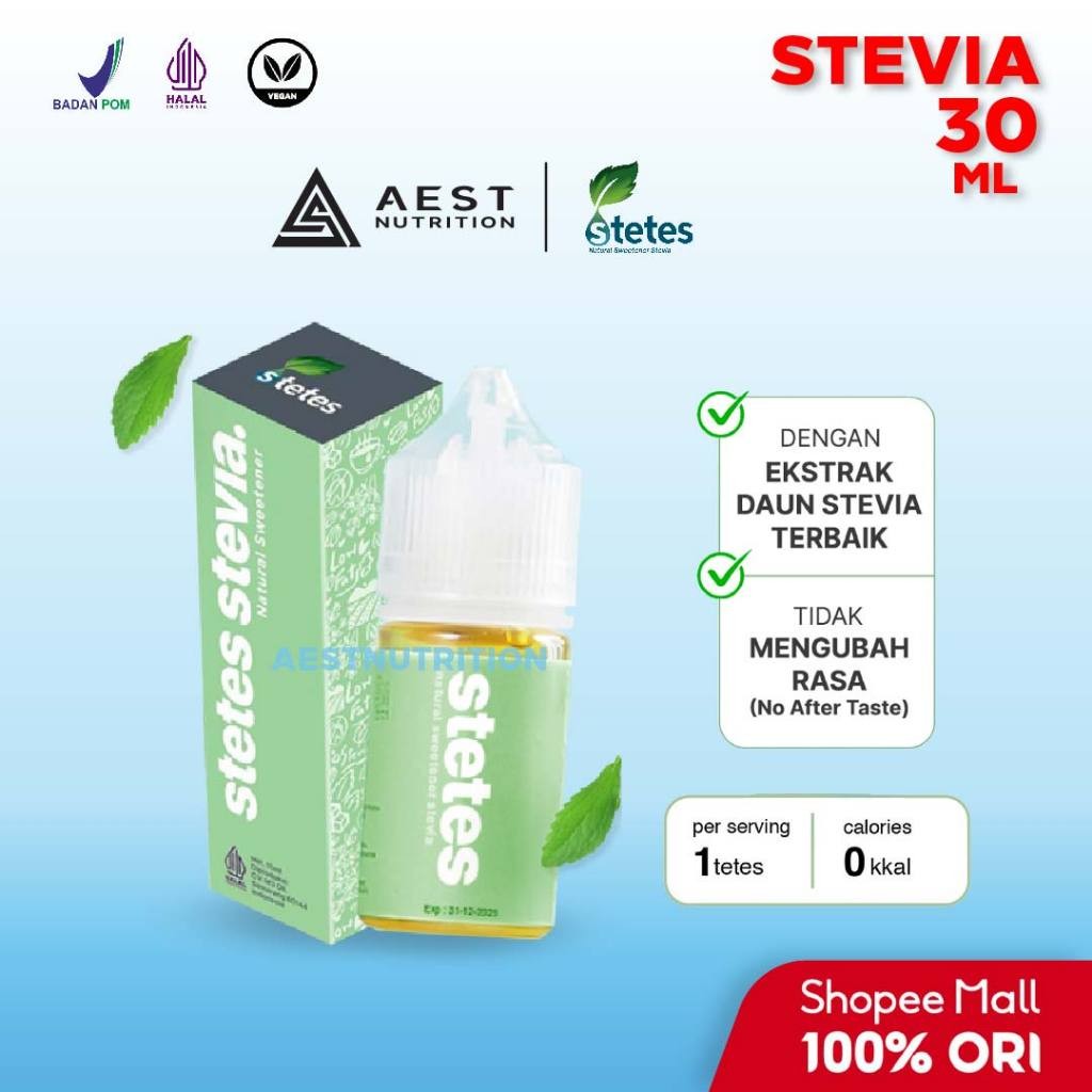 

SALE Stetes Stevia Natural Sweetener - 30 ml Pemanis Alami Alternatif Gula 0 Kalori