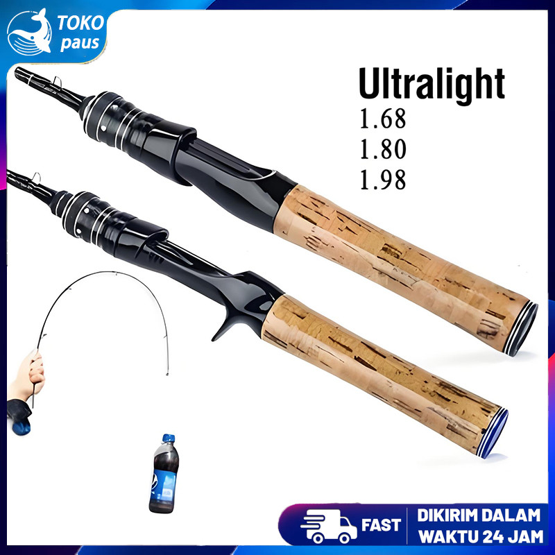 Joran UL carbon 168M/1.8M/1.98M lentur 3-6Lbs carbon padat/Joran ultralight UL Ajiro sakura 3-6lb fi