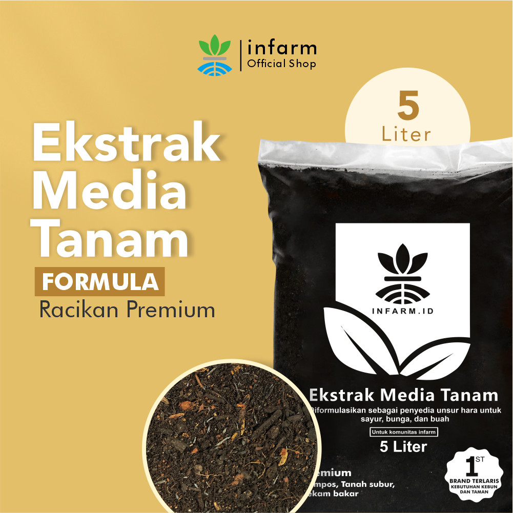 INFARM - Ekstrak Media Tanam Organik / Hidroponik Tanaman 5 liter Gratis Label Tag Tanaman, Ekstrak 