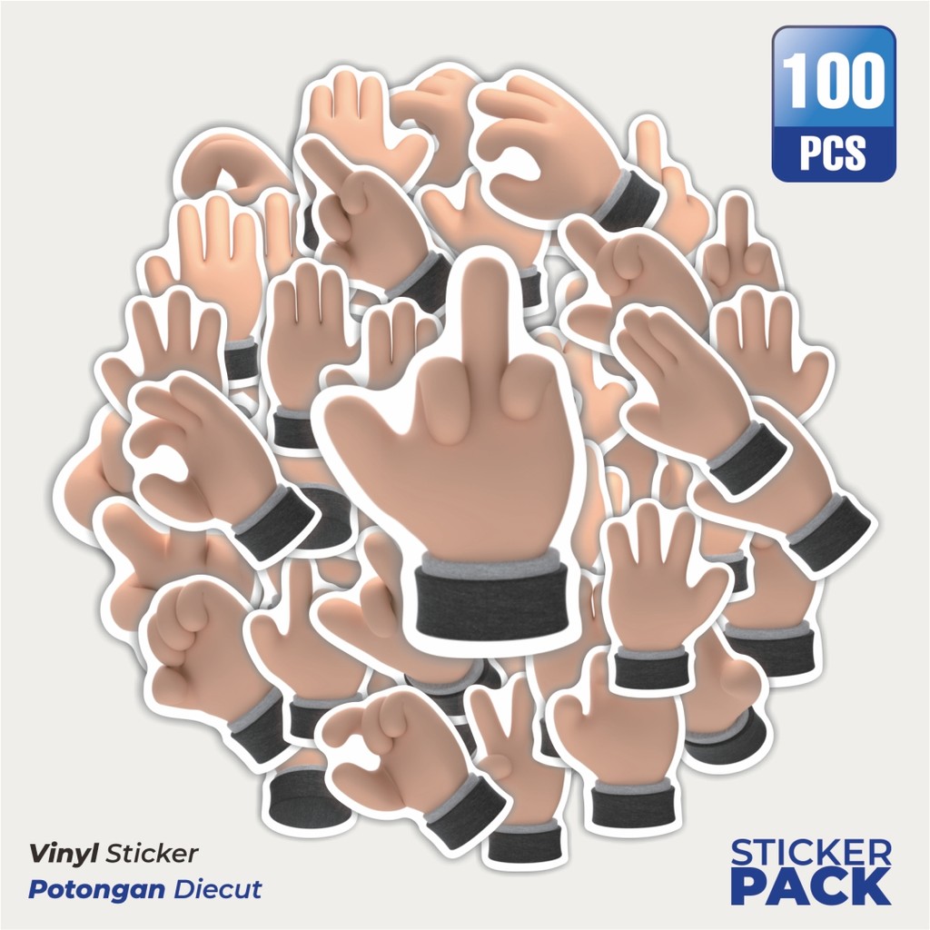 

Super Hemat! 100 PCS Stiker Hands Tone [Nada Tangan] Waterproof Aesthetic- Untuk Laptop, Motor, dan Helm - Paper Stationery Pack