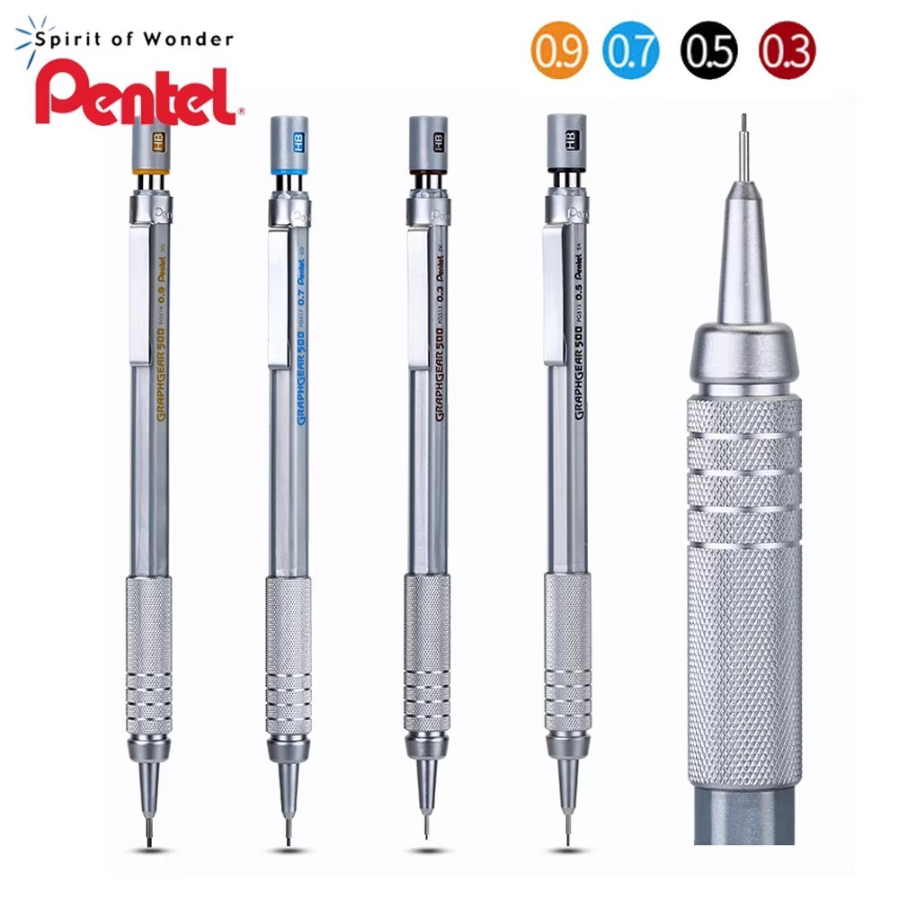 

1pc Pentel Graphgear 500 Drafting Mechanical Pencil Engineering Automatic Pencil With Eraser for Pro Pens 0.3 0.5 0.7 0.9 mm