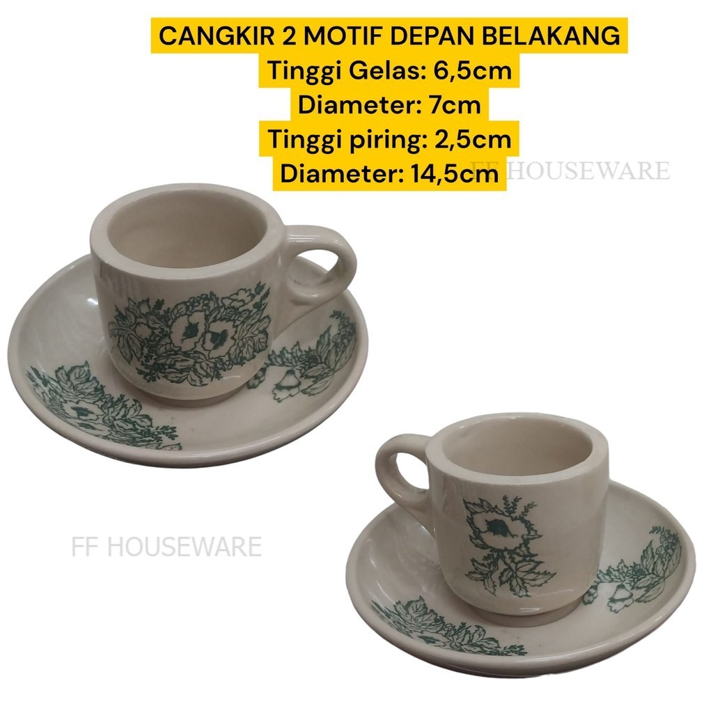 Cangkir Kopitiam KAZANAH KZ-CLKT 6Set isi 12pcs /Cangkir Lepek/Cangkir Kopi