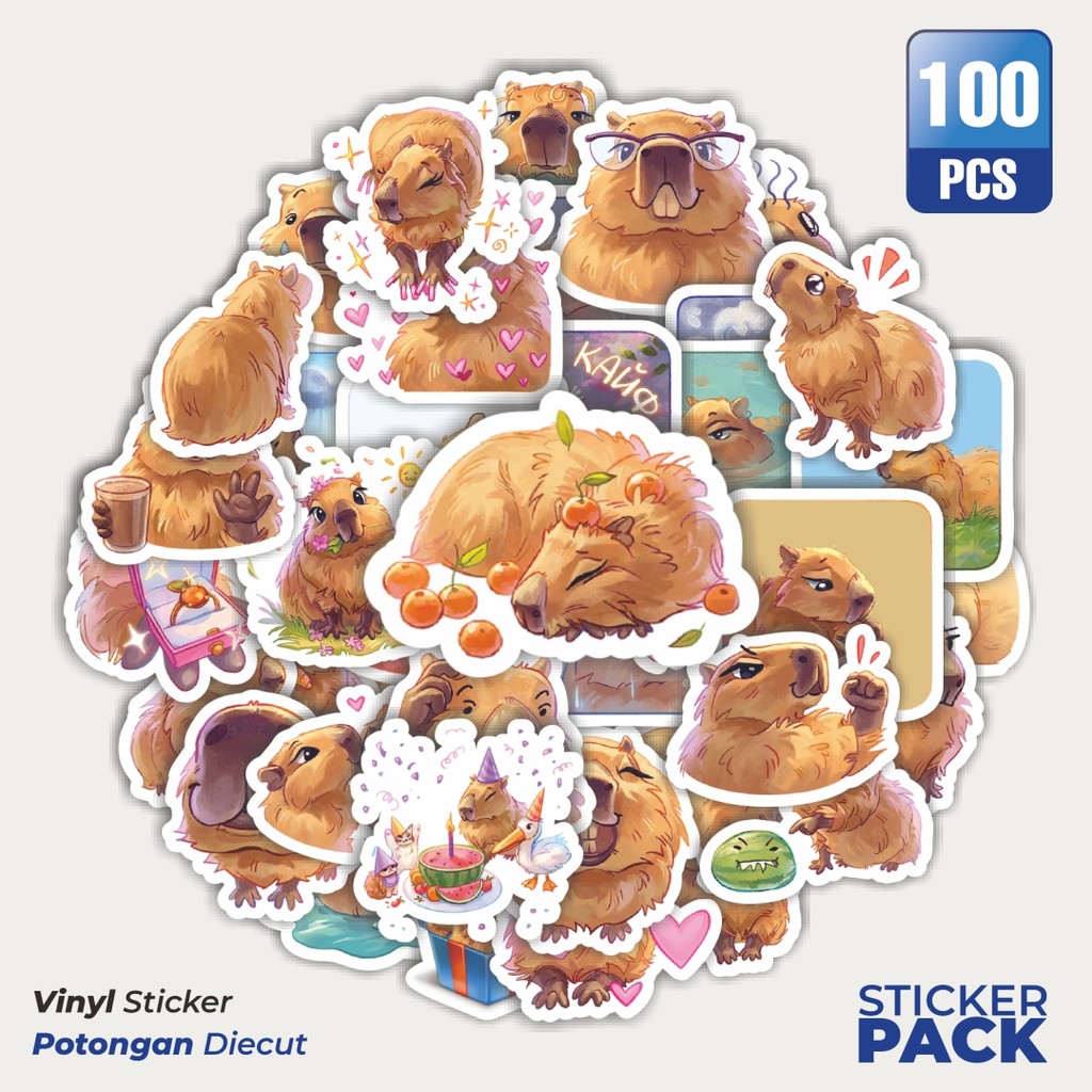 

Terbaru! 50 pcs Stiker Kartun Carbonara The Capybara Dekorasi Lucu Kreatif untuk Notebook, Skateboard, HP