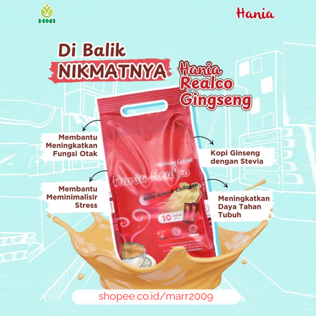 GINSENG COFFEE - [ exp.2027 ] HANIA REALCO GINSENG COFFEE - KOPI GINSENG - HNI HPAI