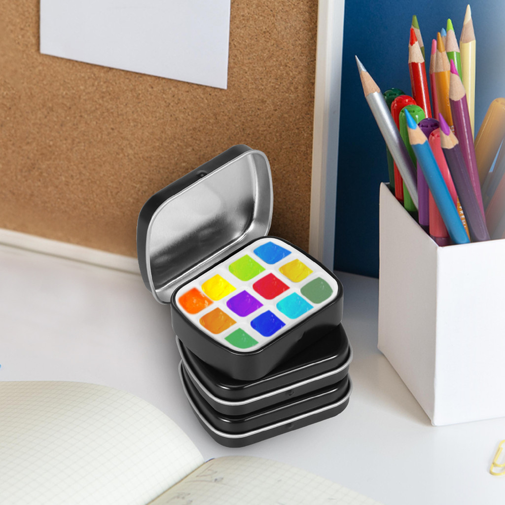 

9Pcs Mini Watercolor Palette Portabl Watercolor Paint Tin Box Empty Paint Storage Box for Travel Outdoor Sketch Drawing Supplies