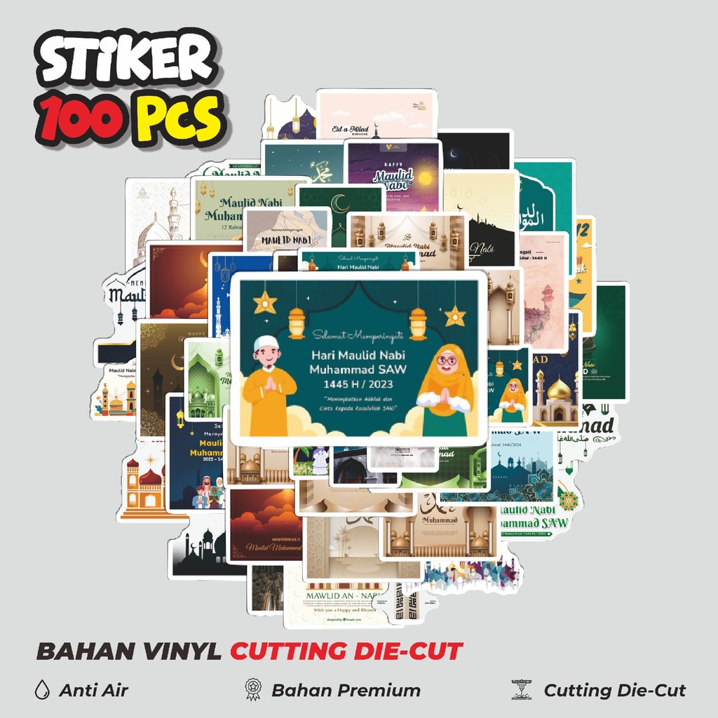 

Terbaru! 50 pcs Stiker Tema Maulid Nabi Dekorasi Lucu Kreatif untuk Notebook, Skateboard, HP