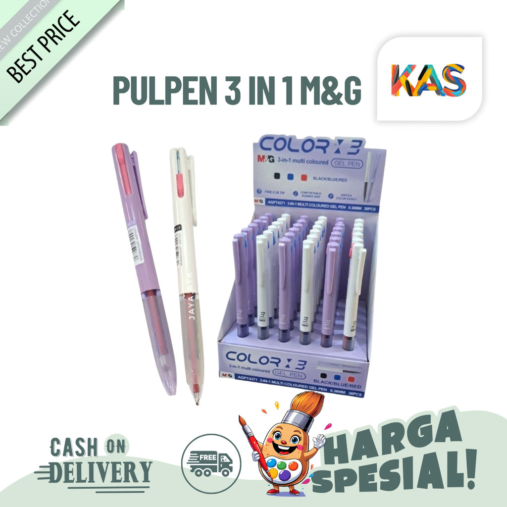 

Pulpen 3 in 1 M&G #AGPT4371 Ballpaint 3 Color Tip 0.38 Tinta Hitam Biru Merah Pena Cetek - SATUAN