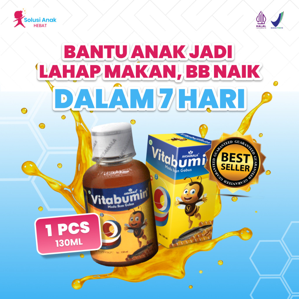 Vitabumin 130ml - Madu Penambah Nafsu Makan Anti GTM, Daya Tahan Tubuh Bayi Anak - Ekstra Ikan Gabus