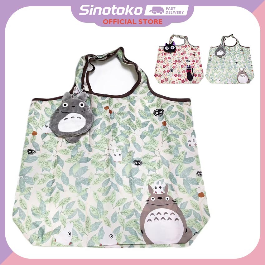 Eco Bag Totoro/Jiji Studio Ghibli – Tas Belanja Lipat Reusable, Waterproof Parasut, Kapasitas Besar 