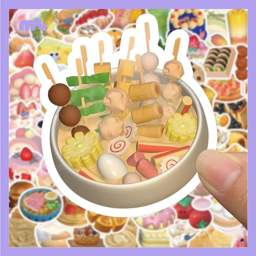 

[MOUMOU] 100 pcs Sticker Food Cartoon Series Aesthetic – Stiker Lucu Anti Air untuk Journaling, Scrapbook, Dekorasi Laptop, Botol Minum & Packaging