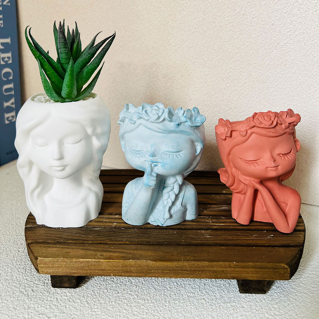 

Cute Girl Plant Pot Silicone Mold DIY Sleeping Beauty Vase Storage Box Mould Plaster Resin Concrete Cast Molds Home Decor Gift