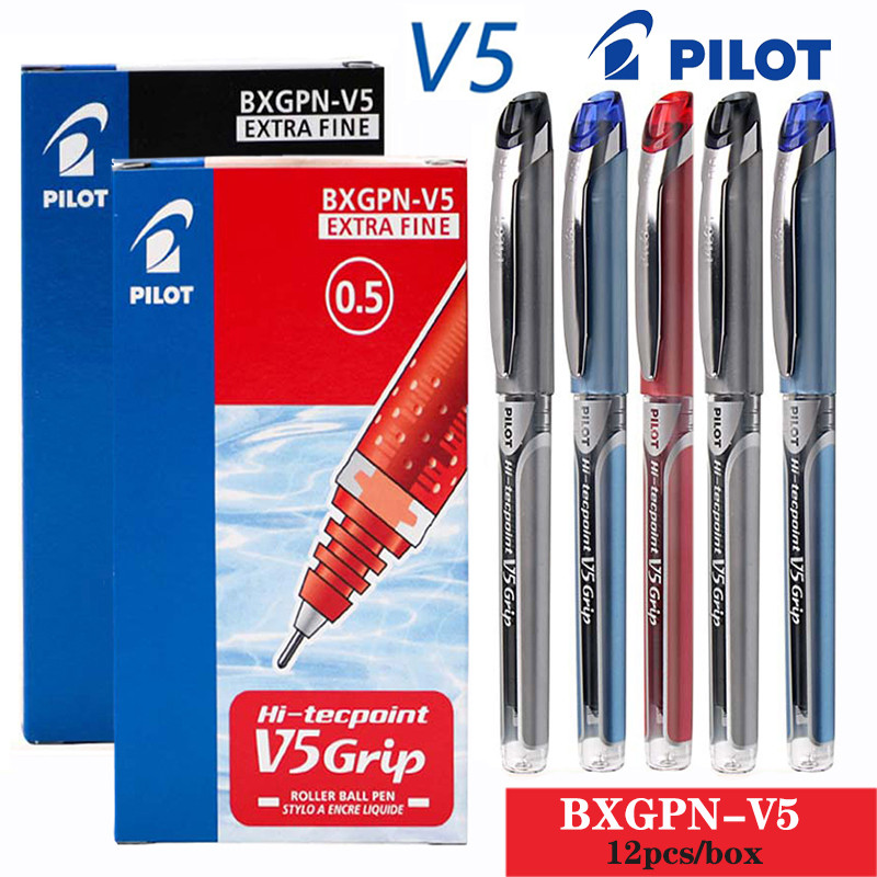 

12pcs/box PILOT BXGPN-V5 Gel Pen Hi-Tecpoint V5 Upgraded Straight Liquid Needle Pen Nib 0.5mm Pens for Writing Cute Stationery