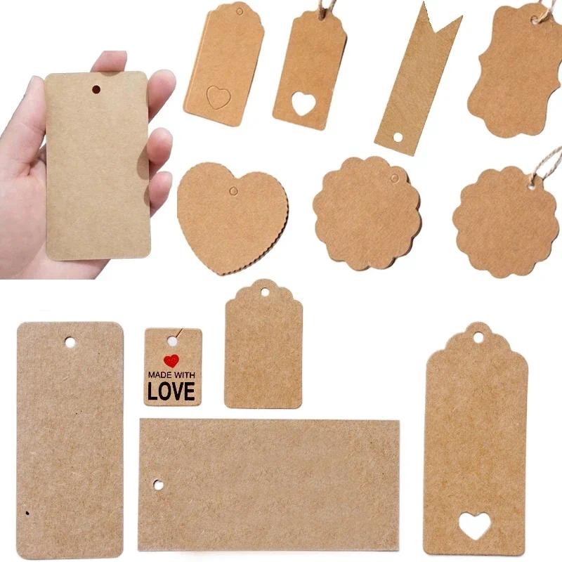 

50PCS DIY Kraft Paper Tags Label Paper Price Tag Name Vintage Wedding Hanging Tag Wrap Gift Wrapping Blank Label Crafts