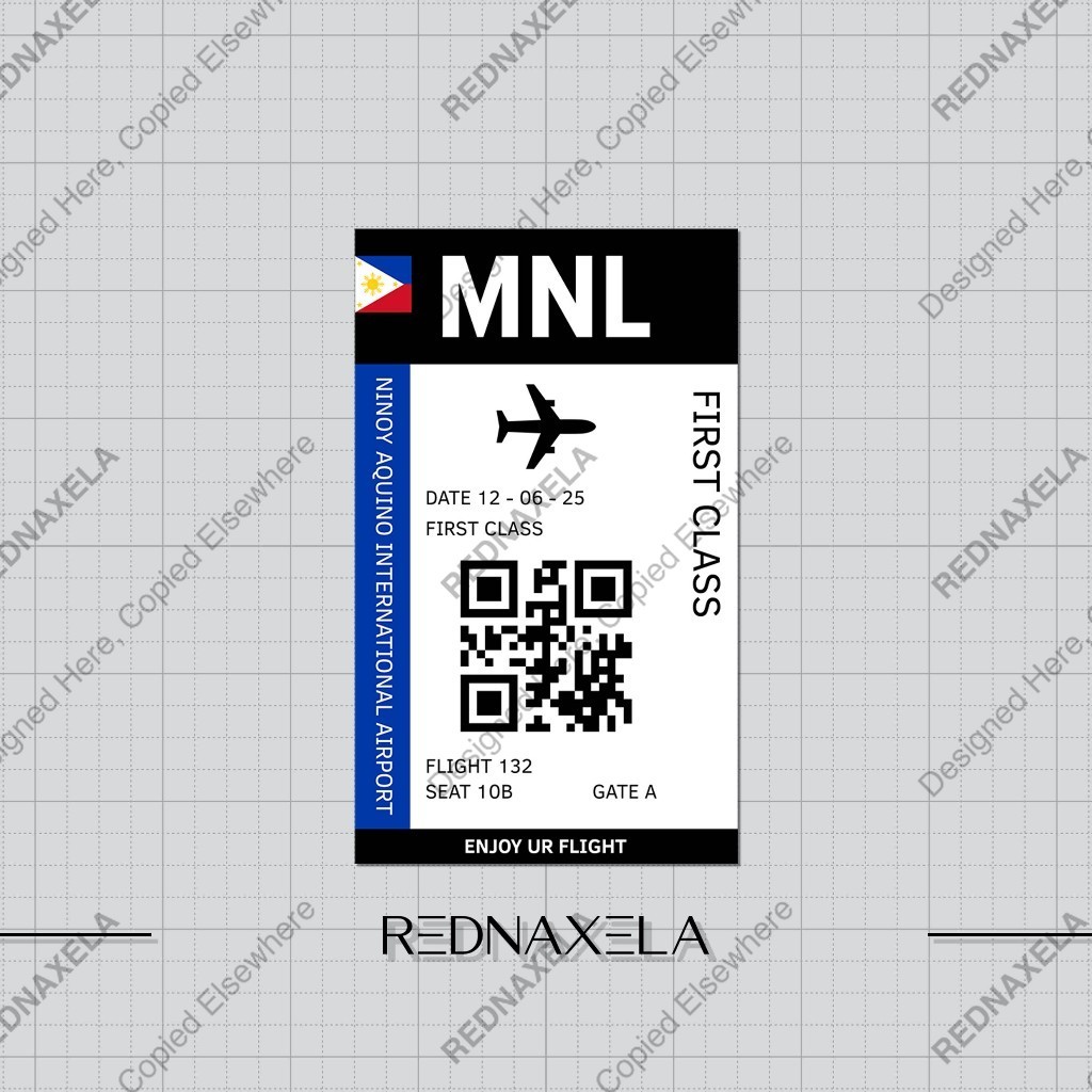 

Stiker Vinyl Airplane Ticket MNL Travel Suitcase Sticker